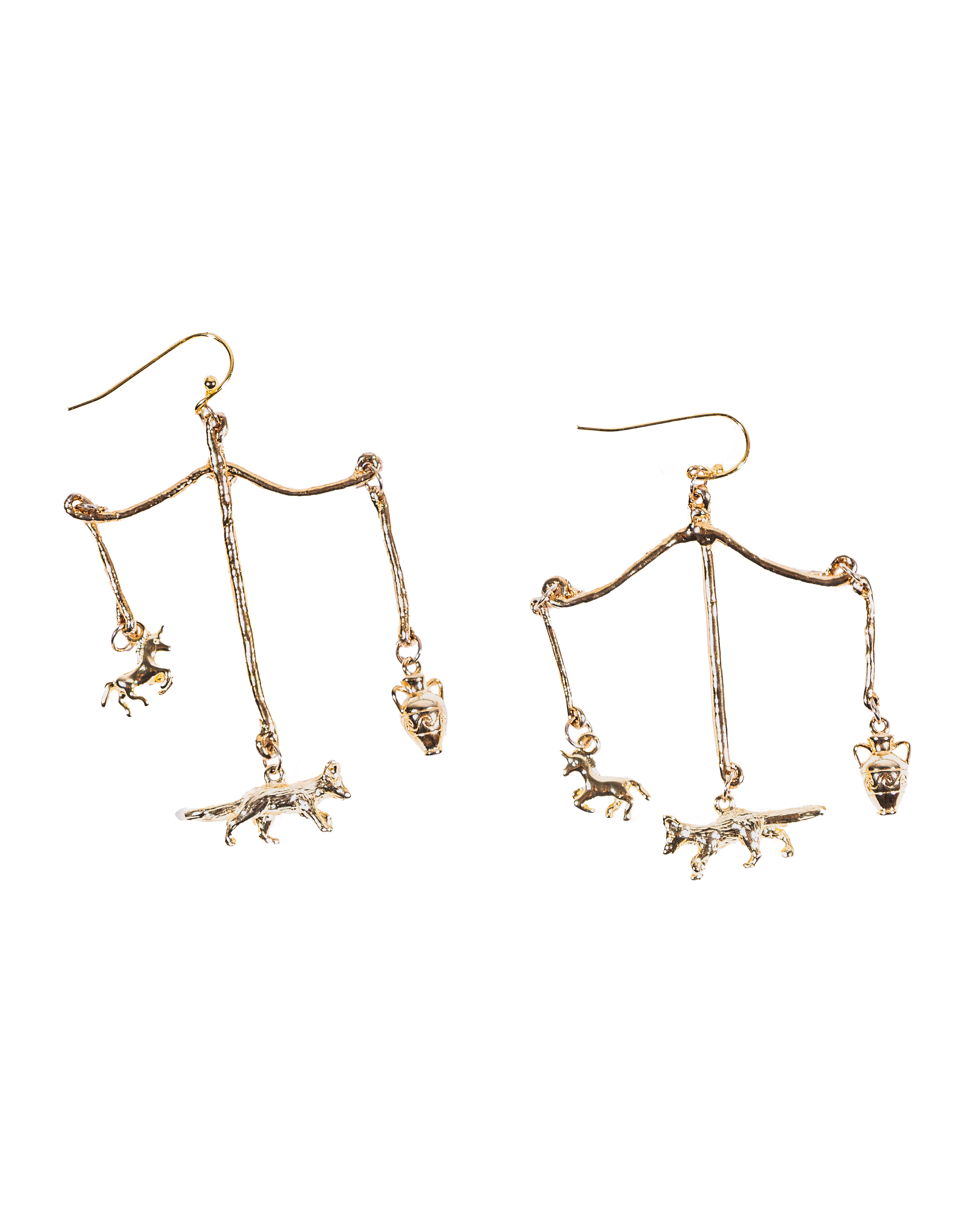 Fox and Amphora golden earrings