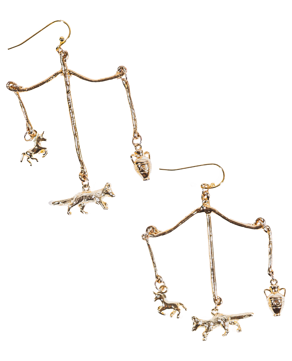 Fox and Amphora golden earrings