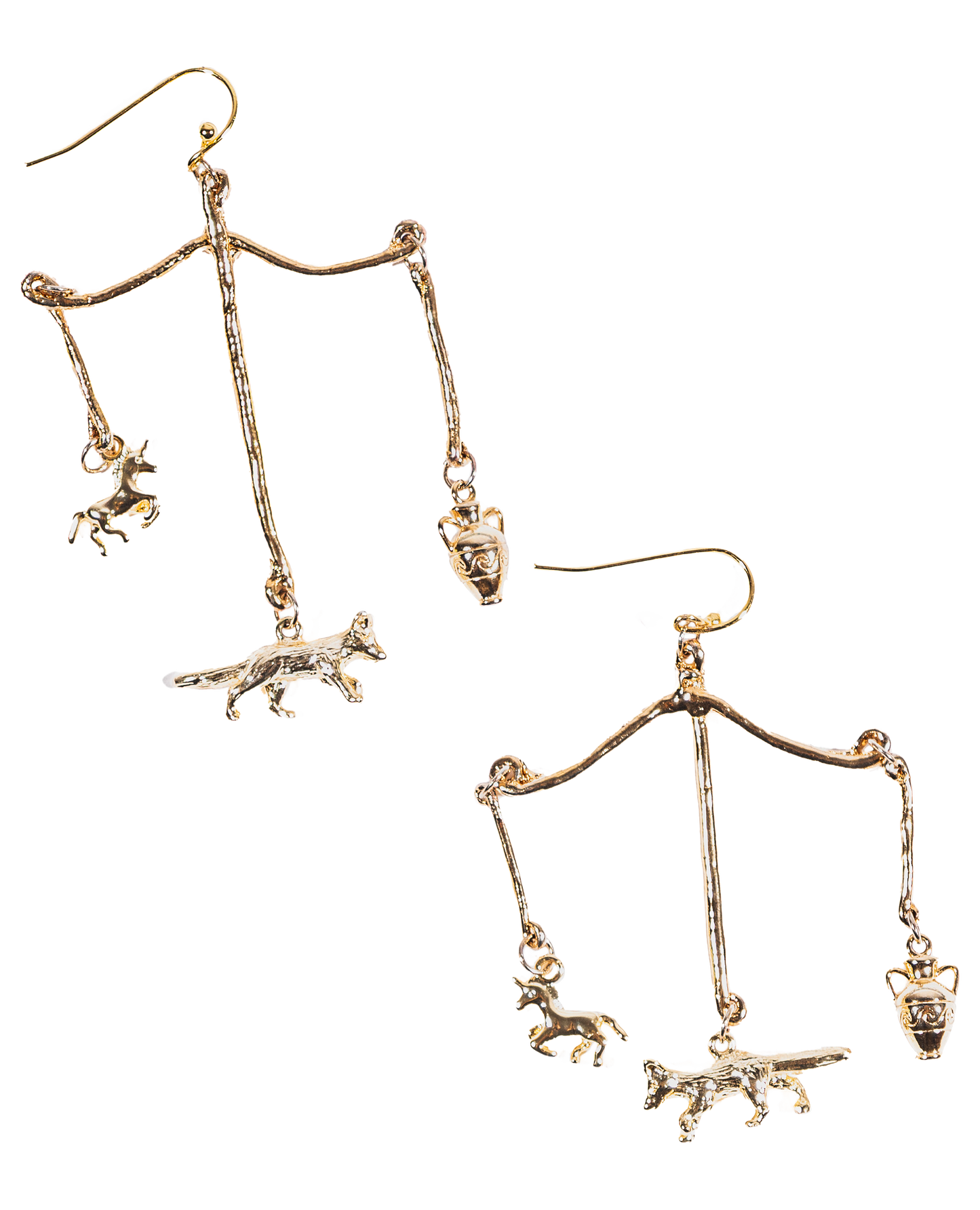 Fox and Amphora golden earrings