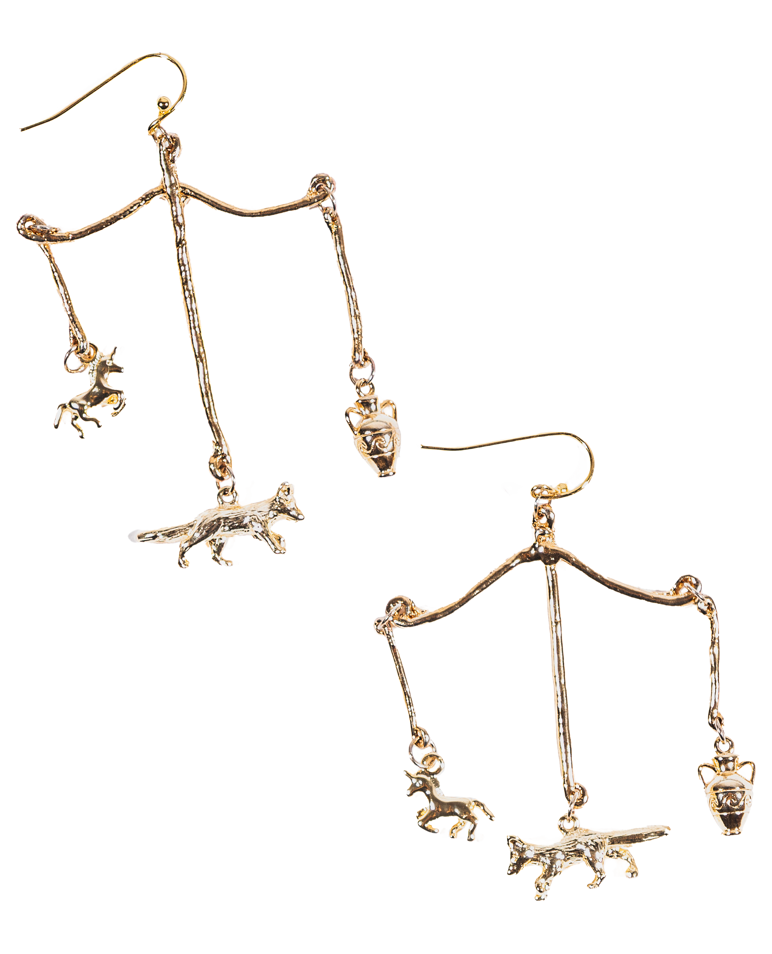 Fox and Amphora golden earrings