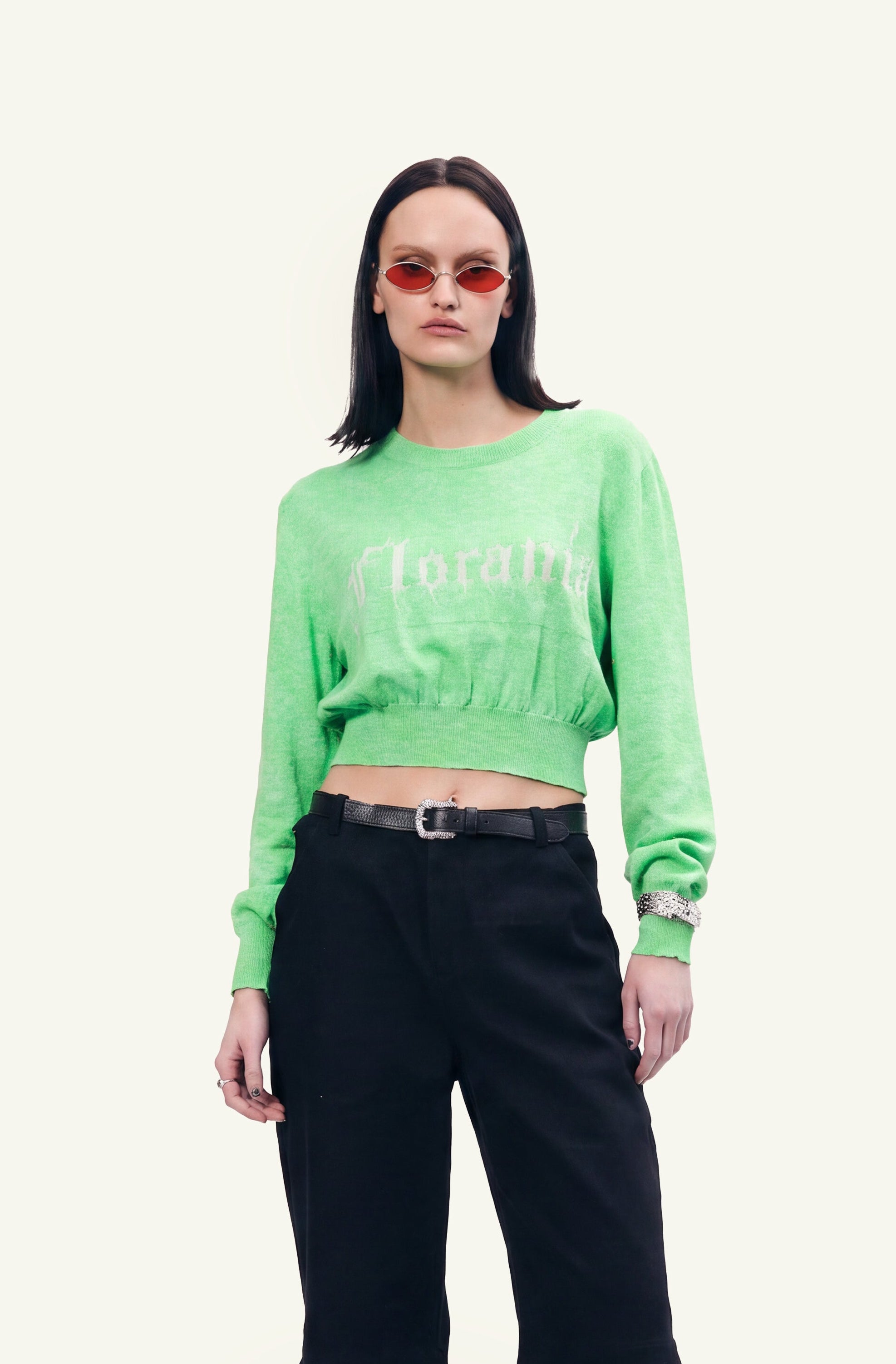 Crop sweater with color changing logo