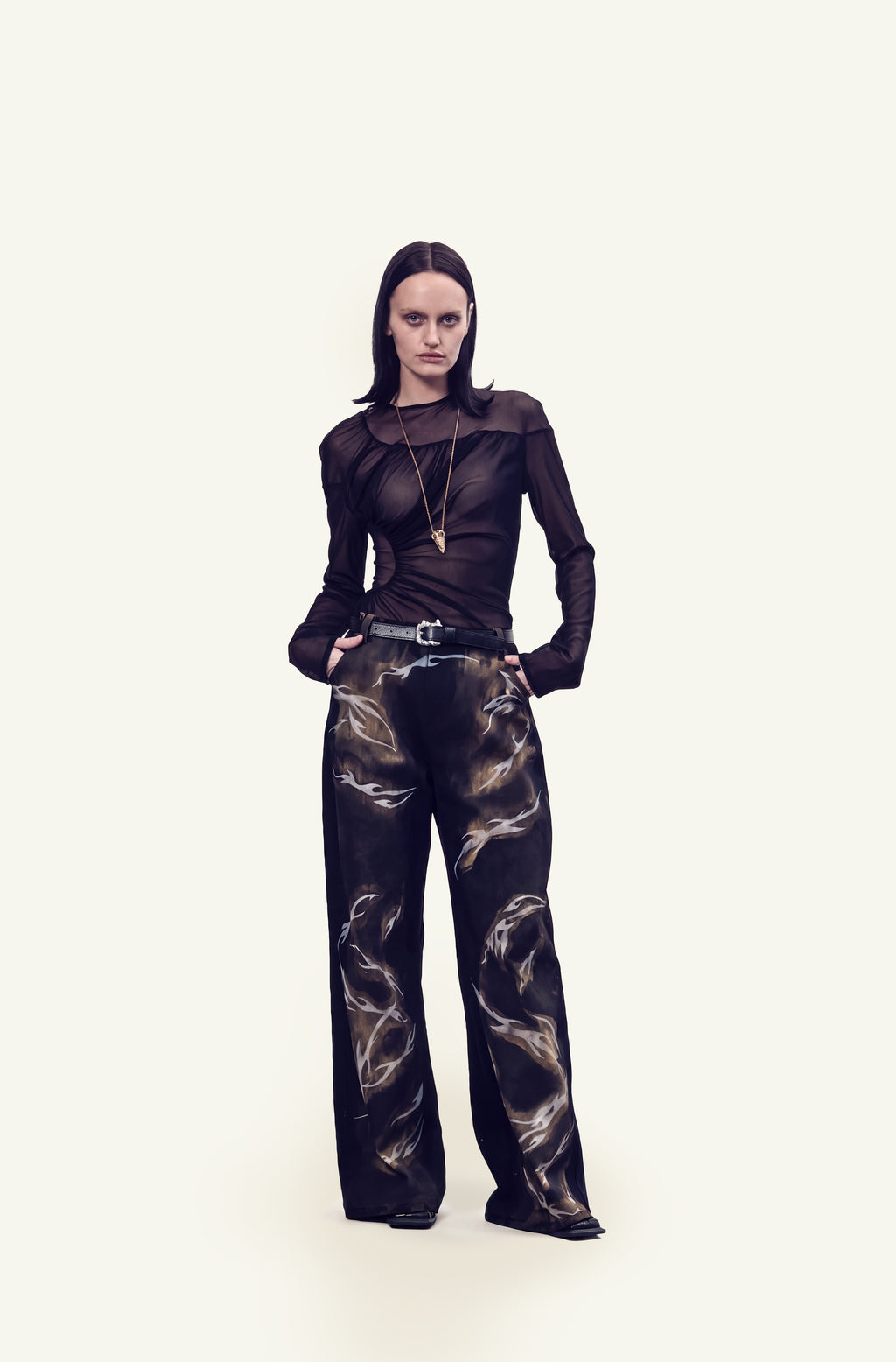 Genderless brushed Flames Jeans