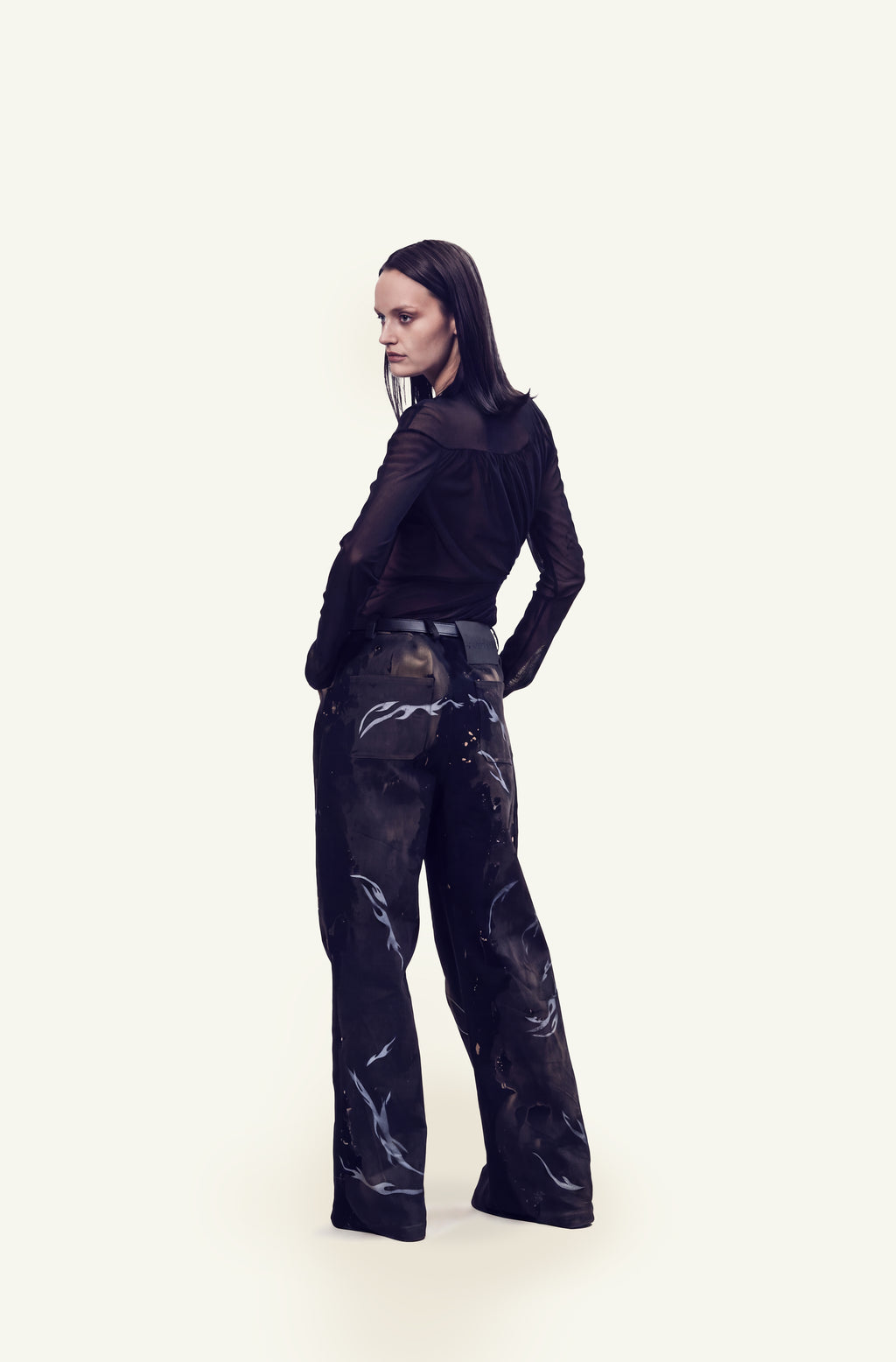 Genderless brushed Flames Jeans