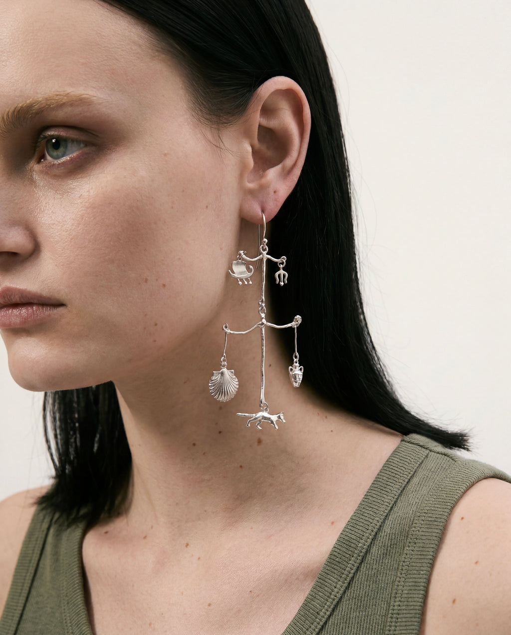 Silver Amulets single earring