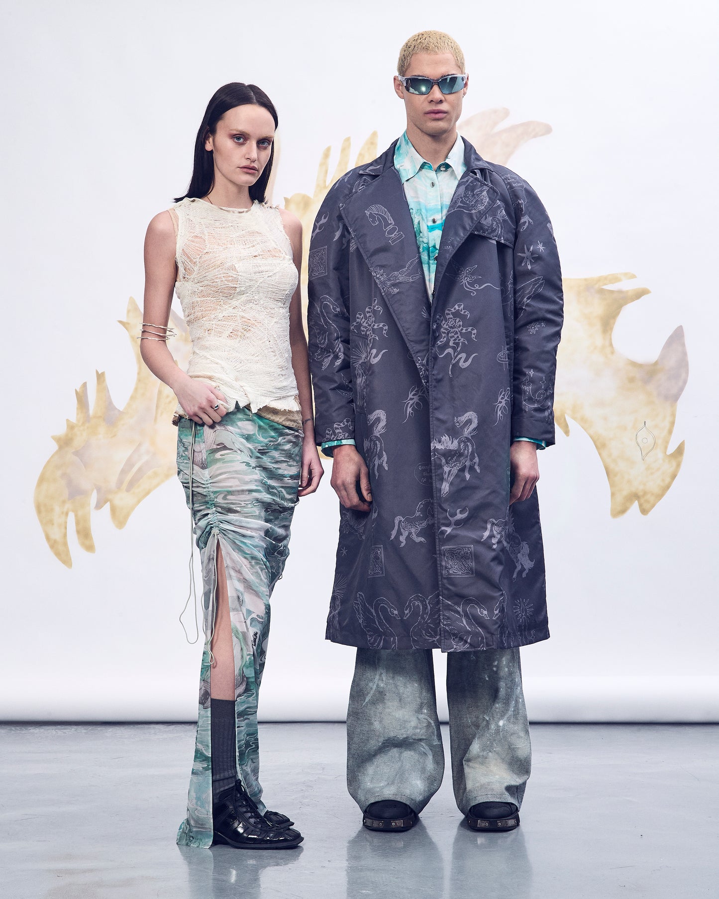 Oversize tattoed trench coat