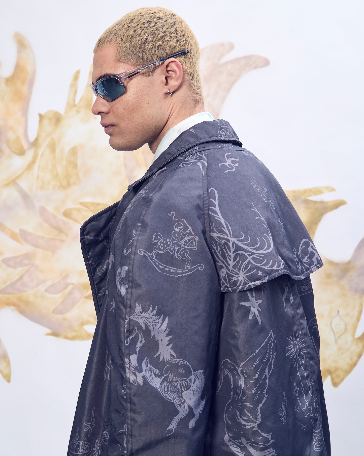 Oversize tattoed trench coat