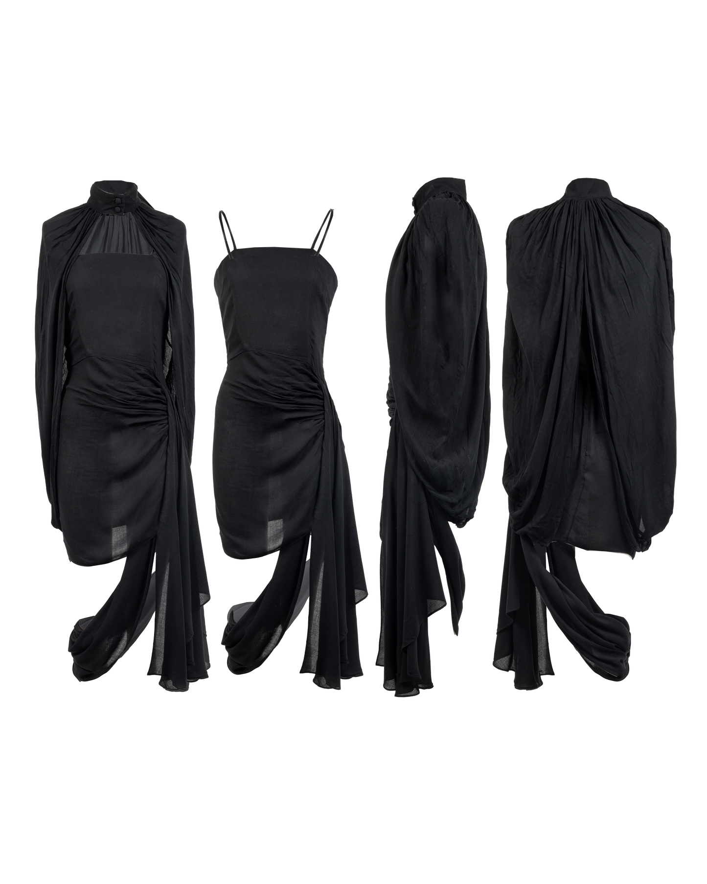 Black deconstructed cape dress