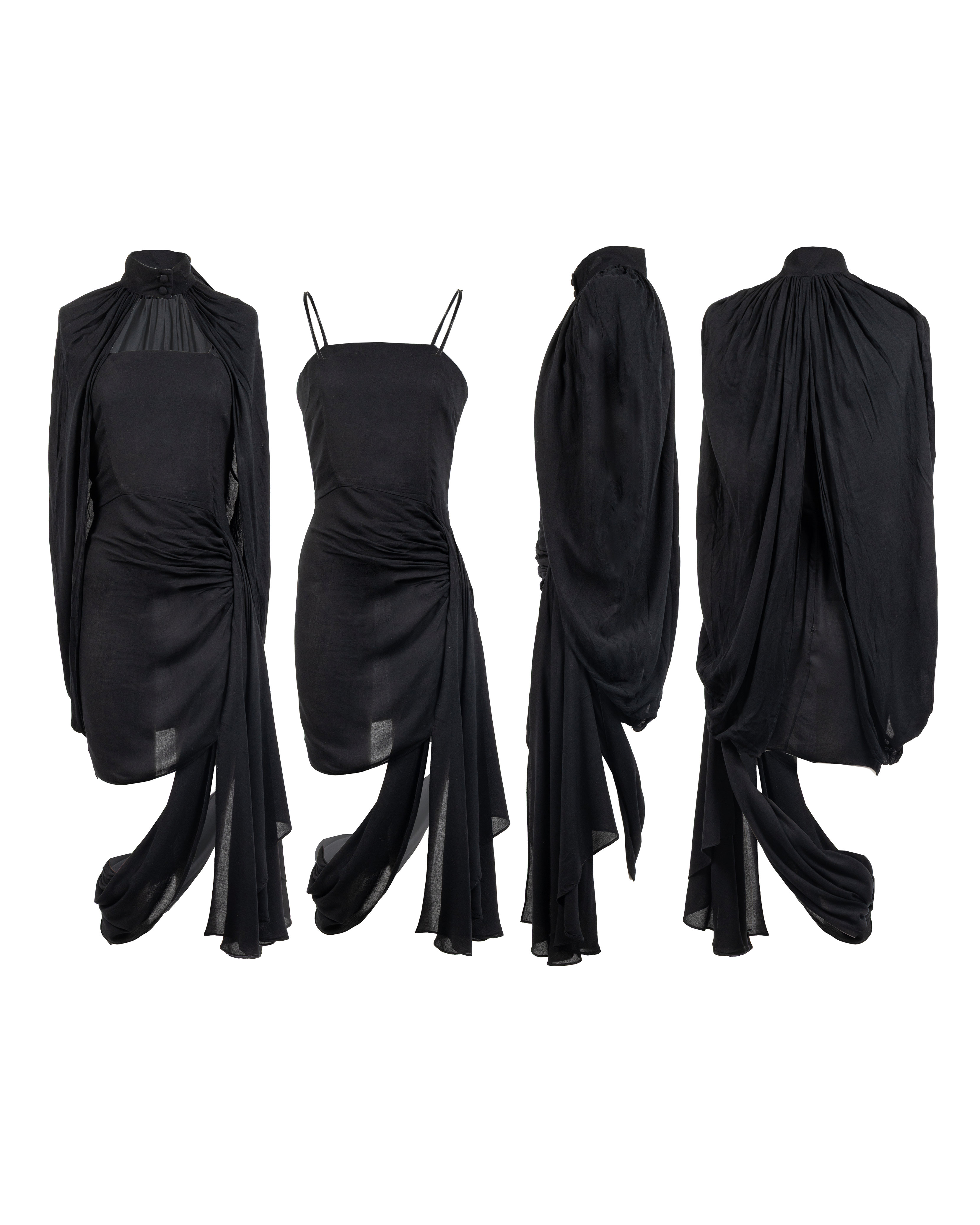 Black deconstructed cape dress