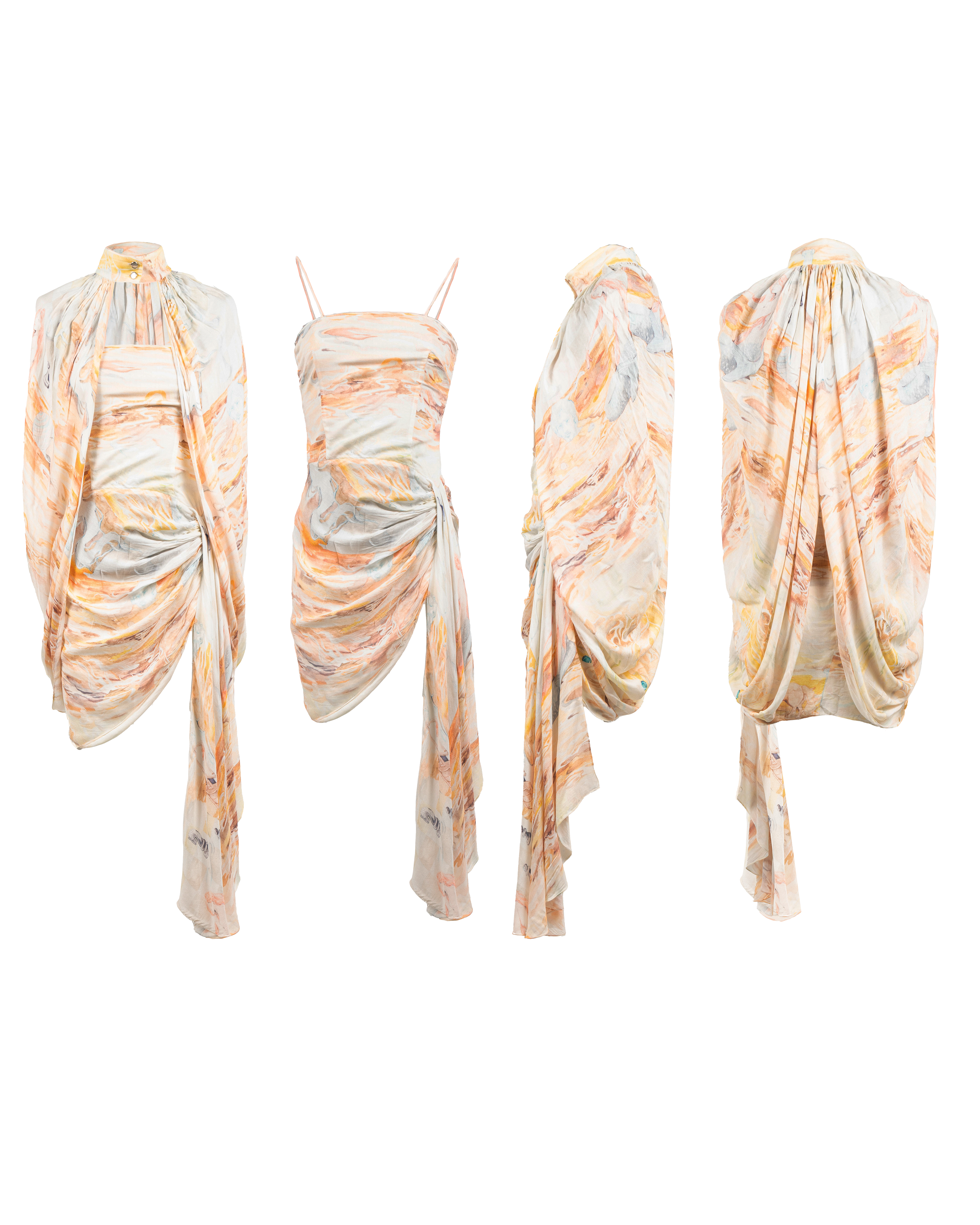 Dragon deconstructed cape dress
